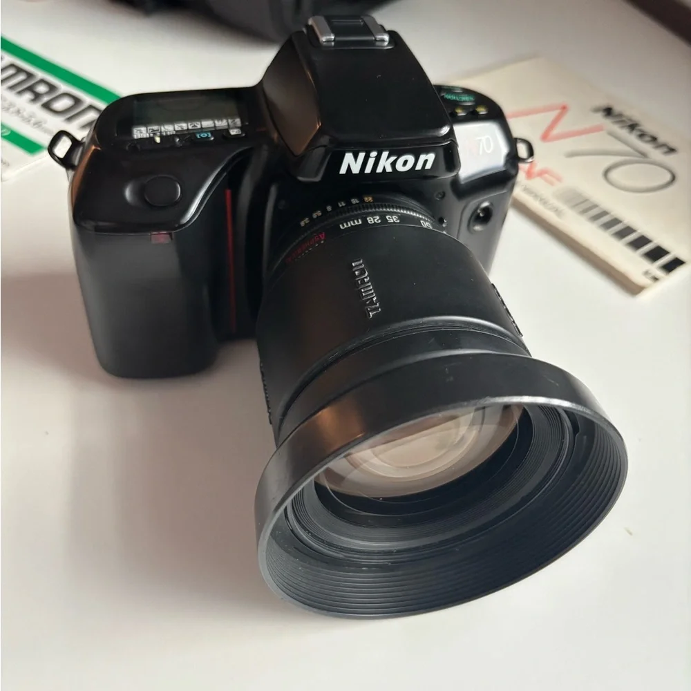 Nikon N70 SLR Camera Body with Branded Strap and Accessories